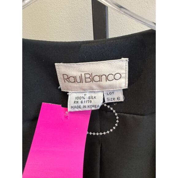 Raul Blanco Black Yellow Sleeveless Silk Dress & Jacket Set Size 6 #96188 - Picture 2 of 6